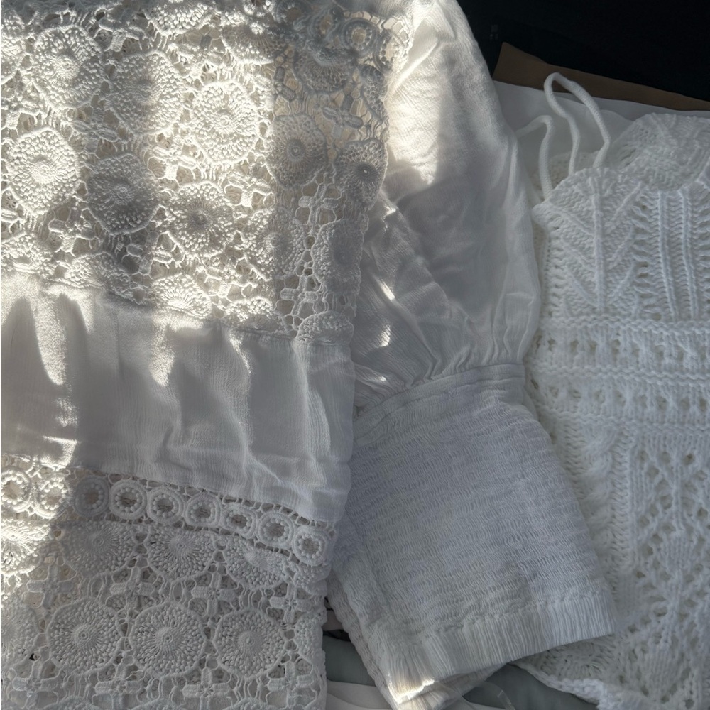 Beautiful Bohemian White Strapless Crochet Lace Design Beach Dress - Picture 13 of 16